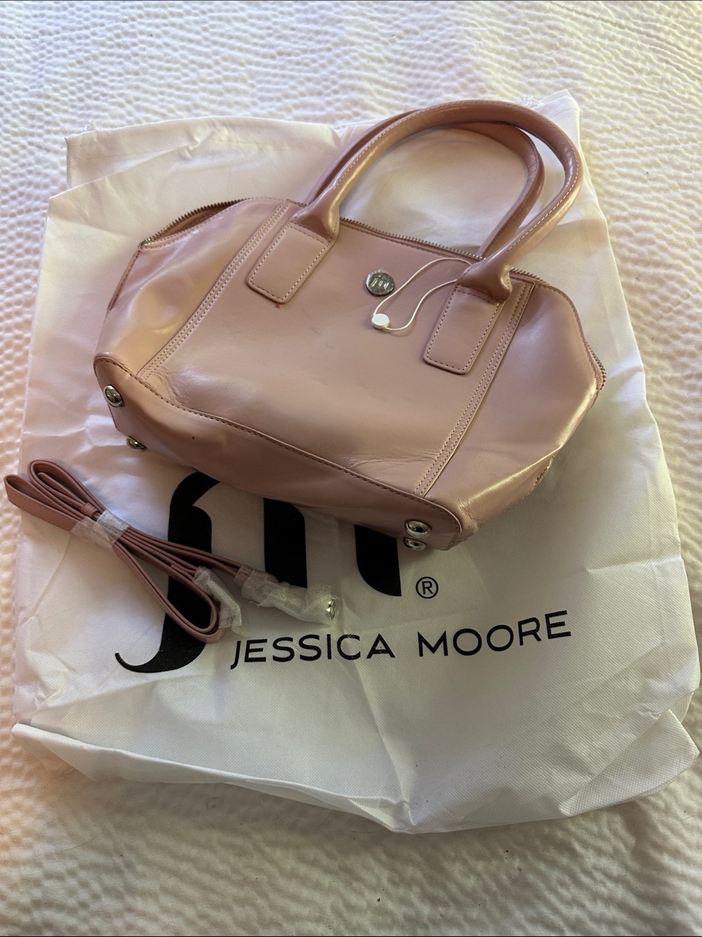 Jessica Moore Blush Leather Satchel with Detachable Strap